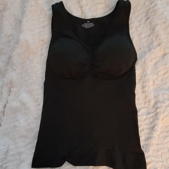 2 Black Bra Tank Shirts  XL Cup B Stratchy BRAND NEW - Picture 2 of 6